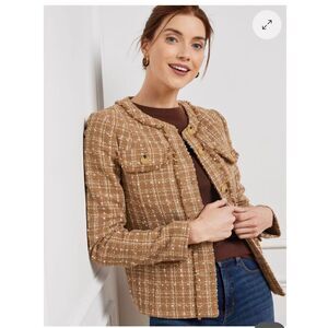 Talbots tweed fringe jacket button front 20W